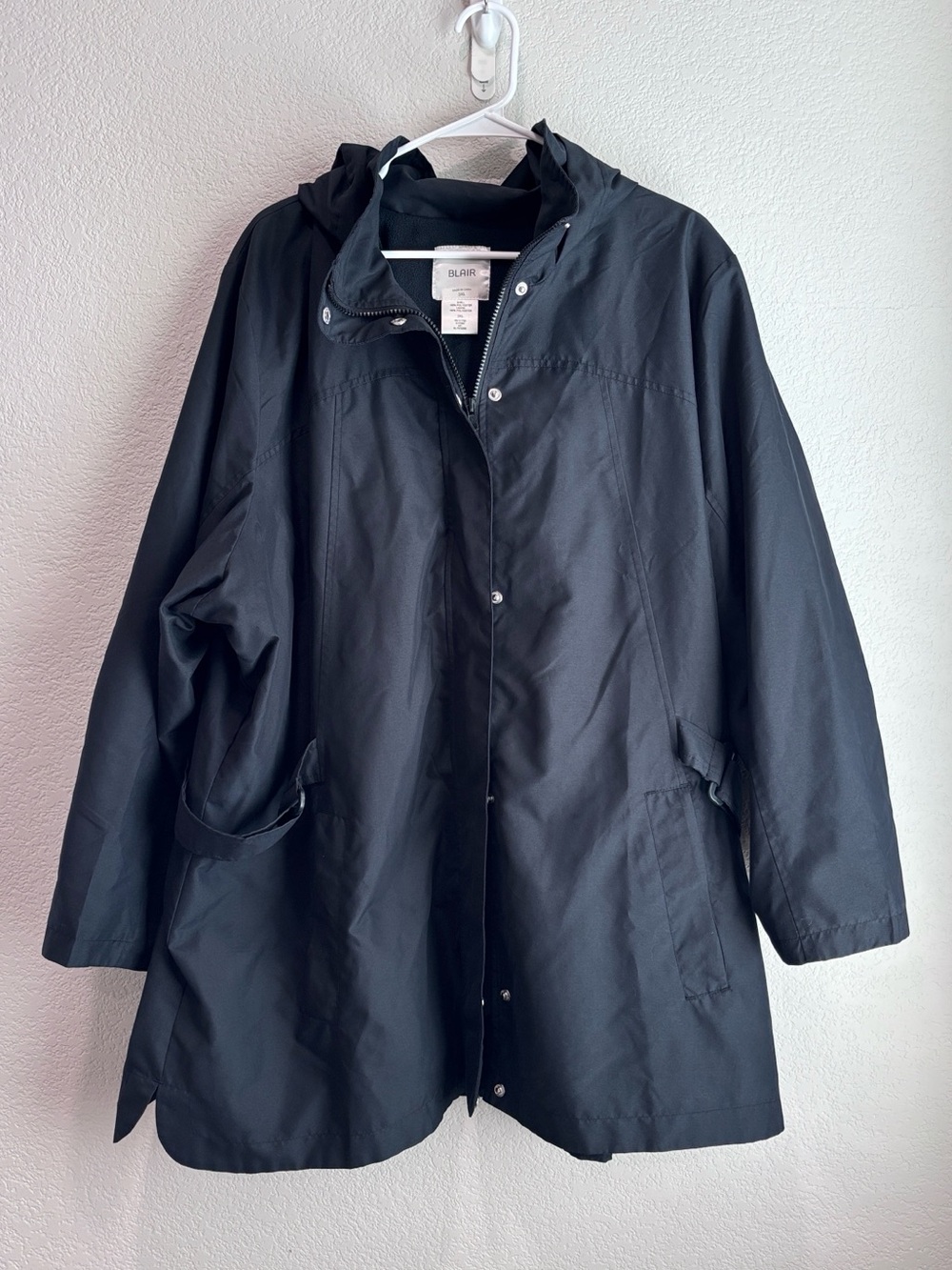 Blair Lightweight Hooded Rain Jacket Anorak Black Women’s Plus Size 3X